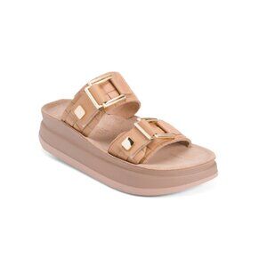FANTASY SANDALS Natural Made In Greece Leather Adelita Two Band Sandals